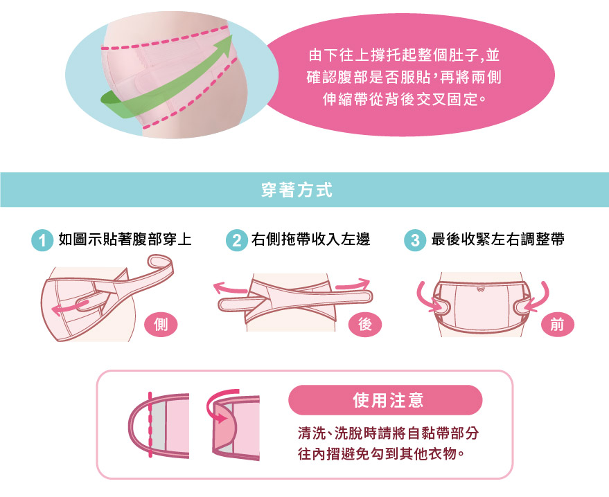 使用注意：清洗、洗脫時請將自黏帶部分往內摺避免勾到其他衣物。